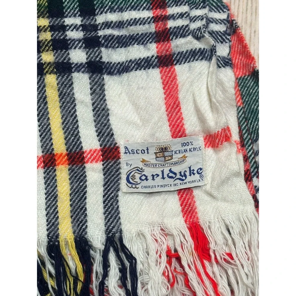 Vintage Carldyke‎ Acrylic Blanket Scarf Large Scale Woven Tartan Plaid 42